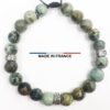 Bracelet pierre semi précieuse en Turquoise Africaine 8 mm et 3 Intercalaires Argentés vue du dessus